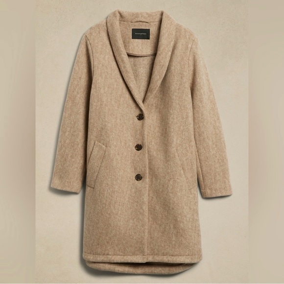 Banana Republic Shawl Collar Coat in Oatmeal Heather Size Small - Picture 14 of 16